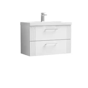 Image of Nuie Deco 800mm Wall Hung 2 Drawer Vanity & Basin 3 - Satin White