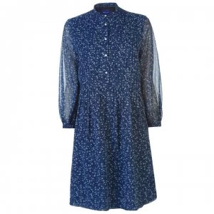 Image of Gant Gant Chiffon Patterned Dress Ladies - 423 Blue