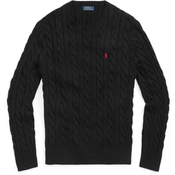 Image of Polo Ralph Lauren Cable Crew Knit Jumper - Polo Black