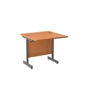 Image of 800 X 600 Single Upright Rectangular Desk Beech-Silver
