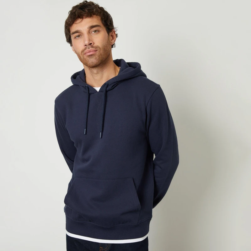 Image of Threadbare Mock T-Shirt Pullover Hoodie - Blue Blue L