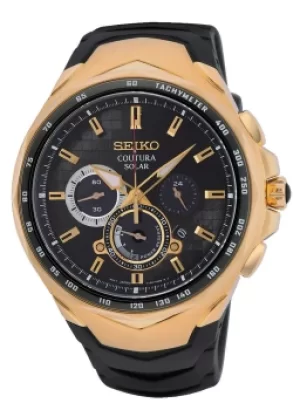 Image of Seiko Coutura Solar Quartz Black Dial Black Silicone Strap Mens Watch SSC810P9