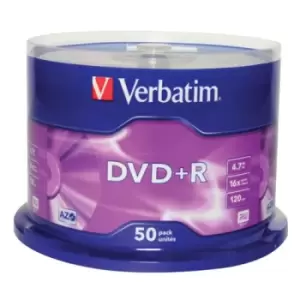 Image of Verbatim DVD+R Non-Printable Spindle 16x 4.7GB (Pack of 50) 43550