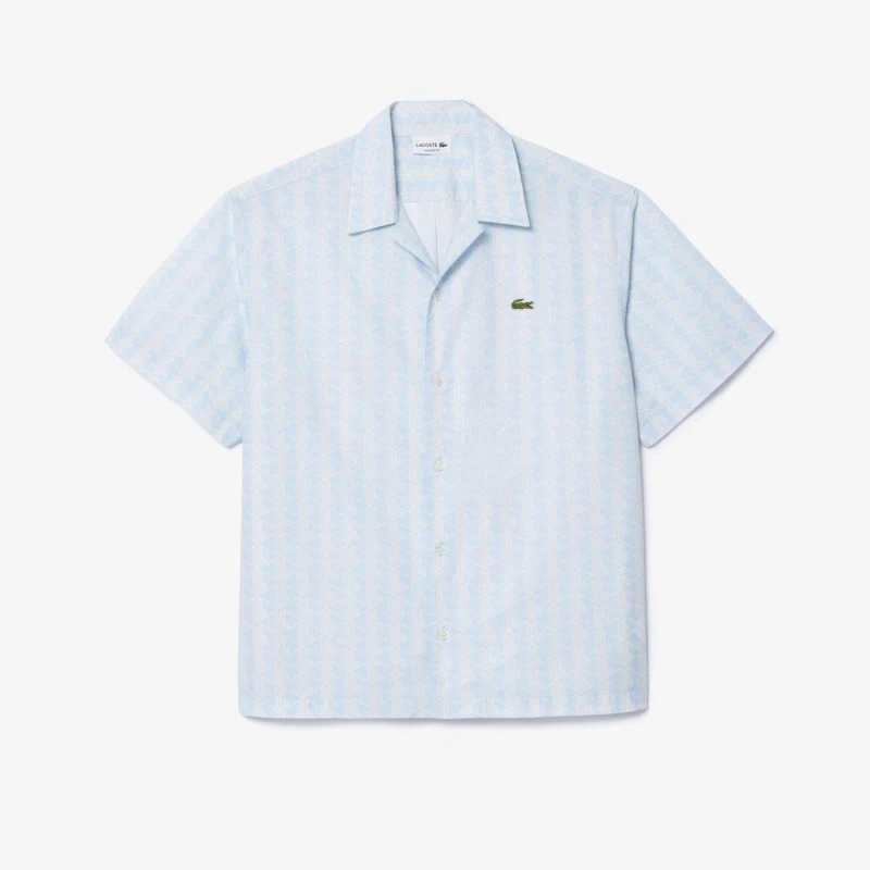 Image of Lacoste Relaxed Fit Short Sleeve Shirt Light Blue male 16.5