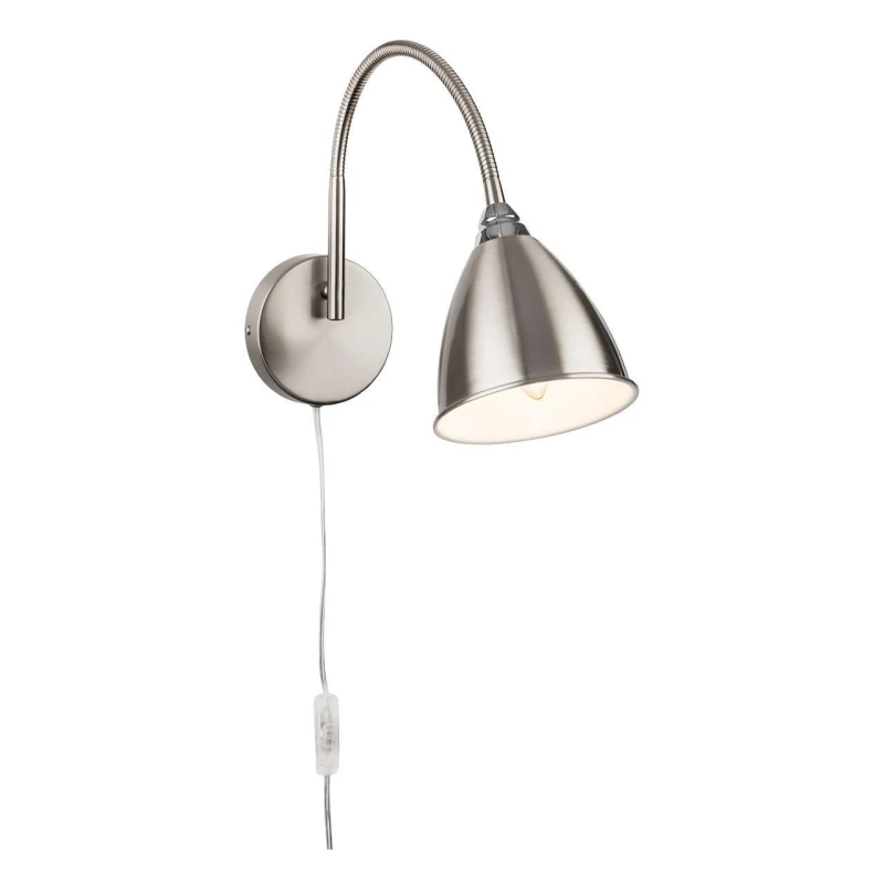 Image of Firstlight Plug-In Wall Light with On/Off Switch in Brushed Steel