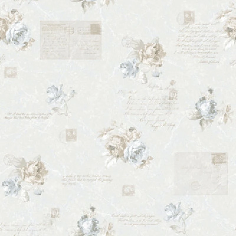 Image of Galerie Country Cottage Blue Green Beige Vintage Rose Smooth Wallpaper