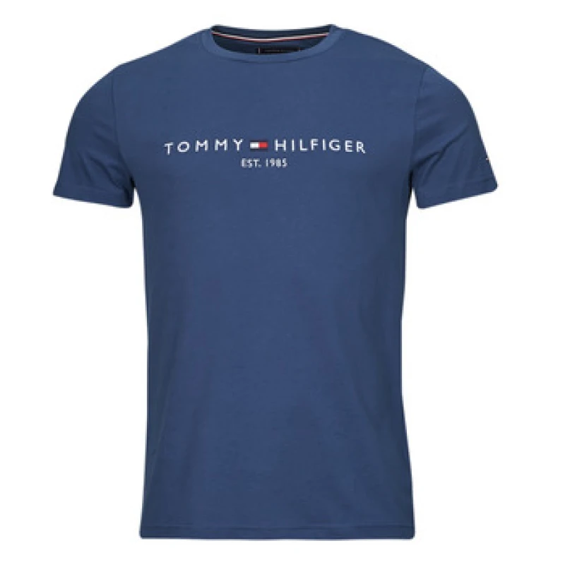 Image of Tommy Logo Cotton T-Shirt with Crew Neck