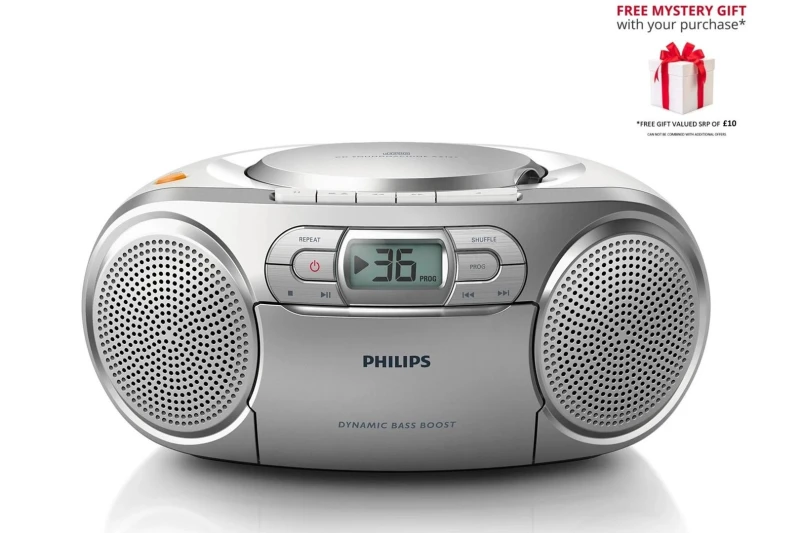 Image of Philips AZ127-12 Portable Stereo CD Player Dynamic Bass Boost Soundmachine Silver unisex