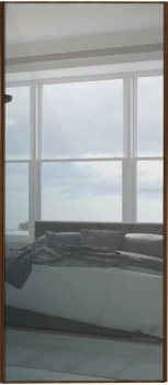 Image of Wickes Sliding Wardrobe Door Walnut Frame Mirror - 2220 x 610mm