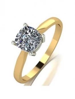 Image of Moissanite 9Ct Yellow Gold 1.1Ct Equivalent Cushion Solitaire Ring