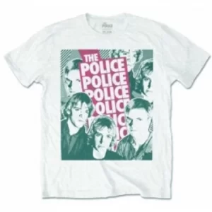 Image of The Police Halftone Faces Mens White Tshirt: Small