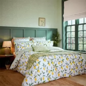 Image of Morris and Co Lemon Tree Cotton Percale Duvet Cover - Green