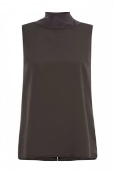 Image of French Connection Crepe Light Mock Neck Top Charcoal