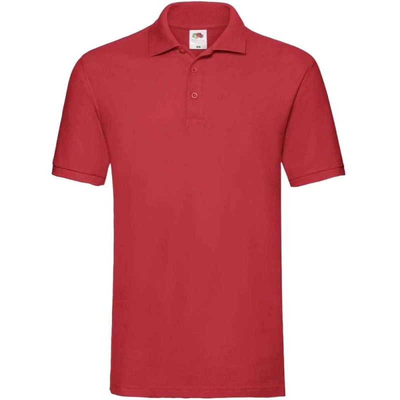 Image of Fruit Of The Loom Fruit of the Loom Men Premium Cotton Pique Polo Shirt in Red Size: Small Red S Male 5063527643742