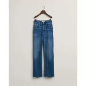Image of Gant Slim Flare Jeans Mid Blue Broken In - Blue