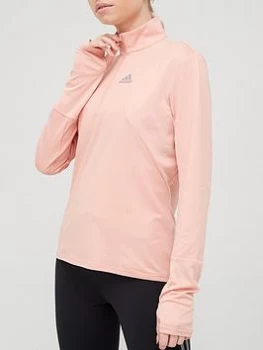 Image of adidas Own The Run Half Zip Tee - Blush, Blush Size M Women