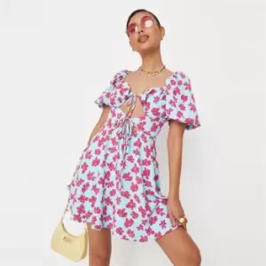 Image of Missguided Cut Out Milkmaid Dress - Multi