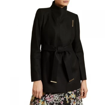 Image of Ted Baker Rosess Short Wool Wrap Coat - BLACK