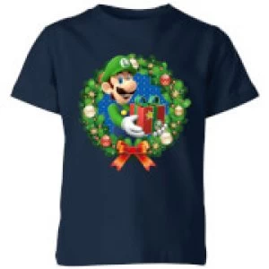 Image of Nintendo Super Mario Luigi Present Kid's T-Shirt - Navy - 7-8 Years - Navy