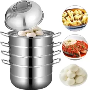 Image of VEVOR Dumpling Steamer Stainless Steel 5 Titer Stainless Steel Steamer Work For Cooking 30cm/11.8inch Food Steamer Pot with Gas Electric Grill Stove T