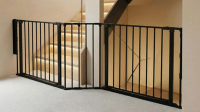 Image of Safetots Two Door Multi Panel Solution For Up And Down Staircases, Black, 194Cm Of Length, Includes 2 Door Opening Panels