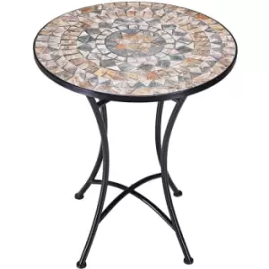 Image of Round Mosaic Table Metal Stone Mosaic Weatherproof Garden Balcony Patio Mediterranean Design Outdoor Furniture 60cm Stylish Robust