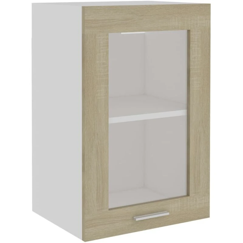 Image of VIDAXL Hanging Glass Cabinet Lyon Sonoma Oak 40x31x60cm Engineered Wood Vidaxl 8720286132982