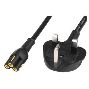 Image of Maplin IEC C5 Clover Leaf Plug Female to UK 3-Pin Plug Power Supply Cable - 2m