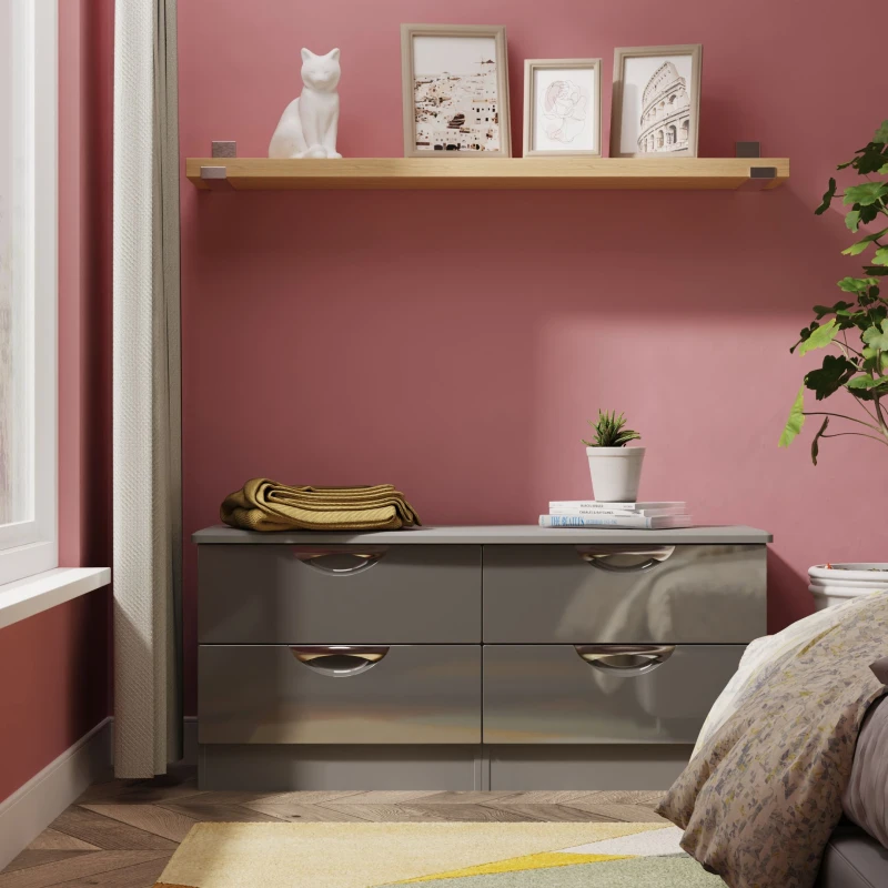 Image of Ready Assembled 2 U Holborn 4 Drawer Bed Box (Ready Assembled) in Mid Grey Mid Grey Unisex