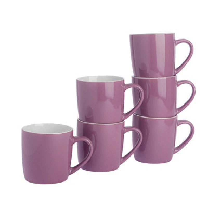 Image of Argon Tableware 2X Coloured Coffee Mugs - 350Ml - Purple - Durable Stoneware Cappuccino Tea Cup Dishwasher & Microwave Safe