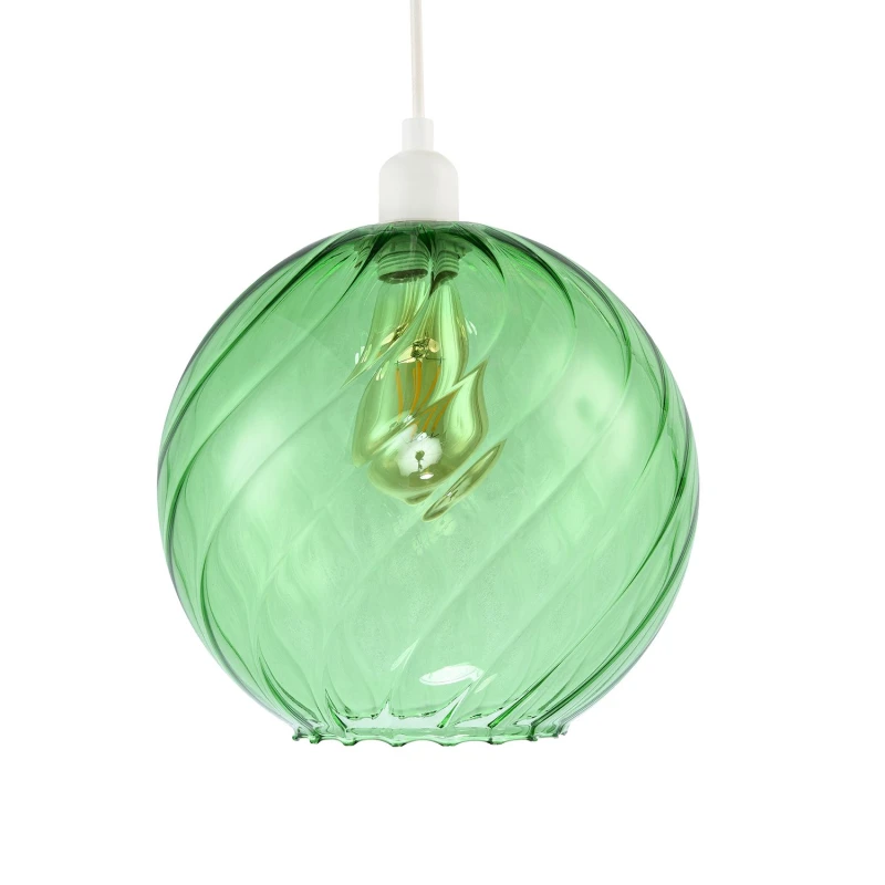 Image of Happy Homewares Chic Emerald Green Circular Fluted Glass Ceiling Pendant Light Shade Emerald Unisex