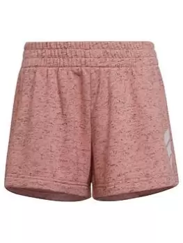 Image of Adidas Older Girls 3bar Shorts, Pink/White, Size 13-14 Years, Women