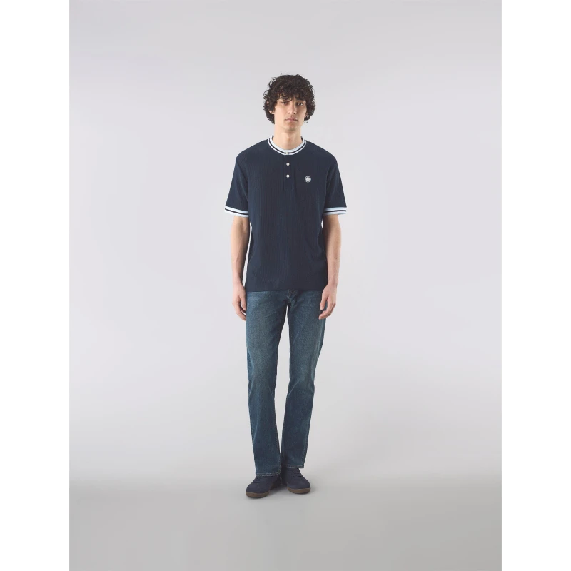 Image of Pretty Green Mens PG Cressa Grandad Regular Fit T-Shirt Navy male Small