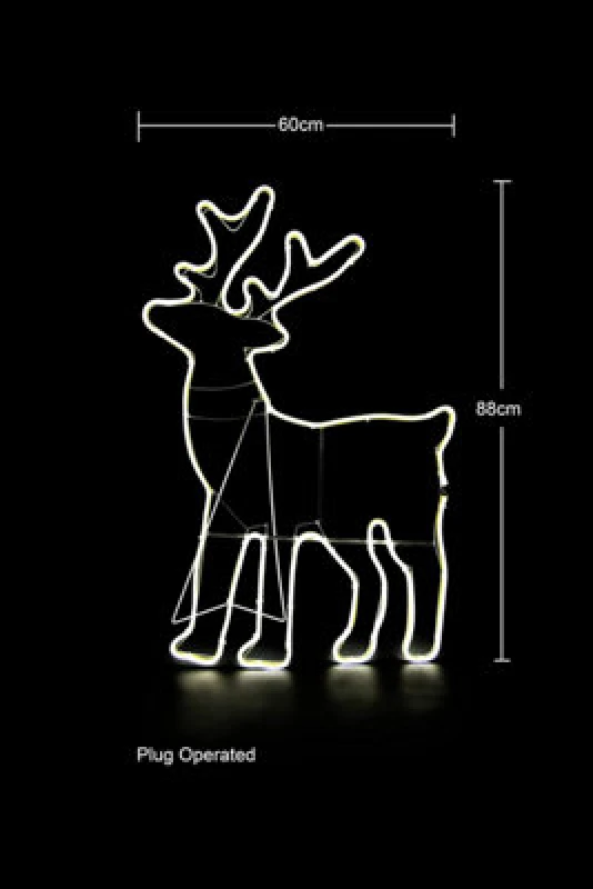 Image of Shatchi Standing Reindeer Neon Effect Rope Light Silhouette Double Side 90 Cool White Leds