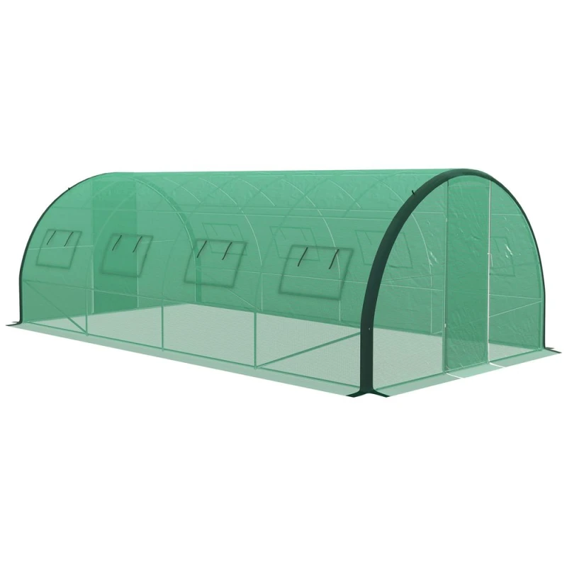 Image of Outsunny 6x3m Polytunnel Greenhouse w/ Hinged Doors - Green 84H-033V00GN