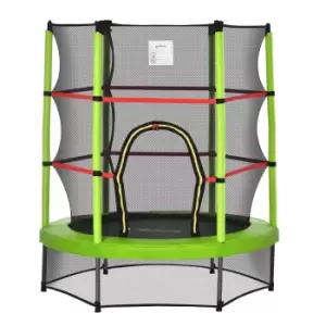 Image of HOMCOM 5.2FT/63 Inch Kids Trampoline with Enclosure Net Steel Frame Indoor Round Bouncer Rebounder Age 3 to 6 Years Old Green