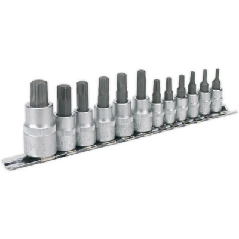 Image of Loops 12pc TRX Star Socket Bit Set - 1/4" 3/8" 1/2" Square Drive - T10 to T60 TORX Kit Multi