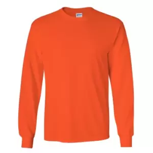 Image of Gildan Mens Plain Crew Neck Ultra Cotton Long Sleeve T-Shirt (S) (Orange)