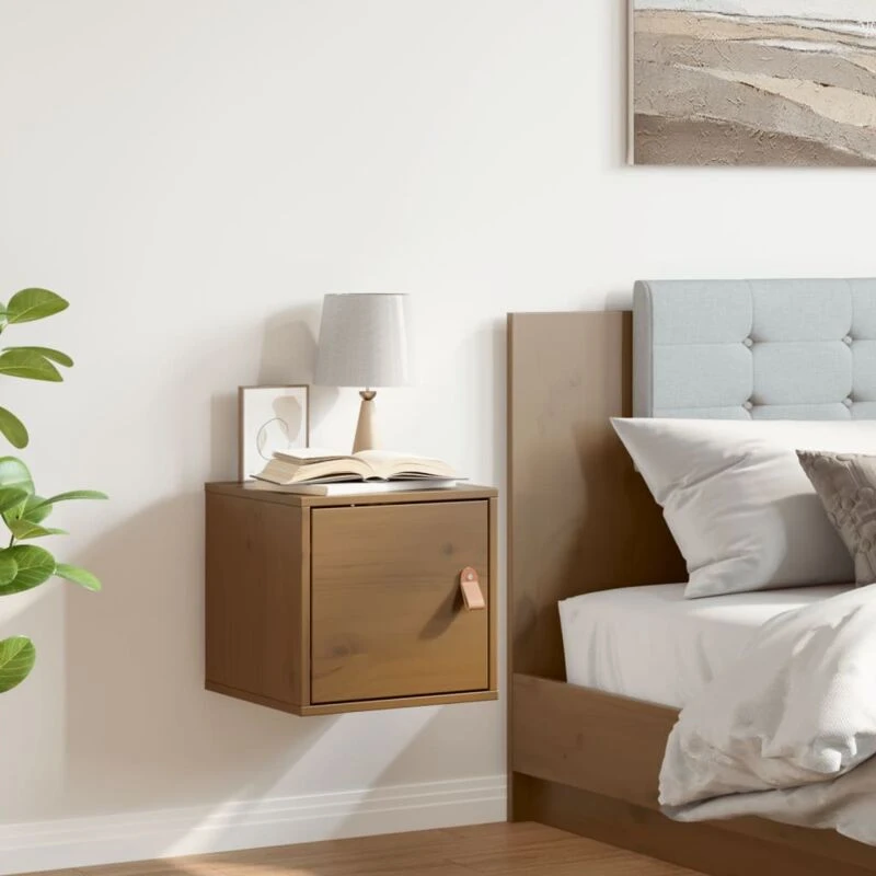 Image of Vidaxl Wall Cabinet Honey Brown 31.5X30X30 Cm Solid Wood Pine, Brown 818361