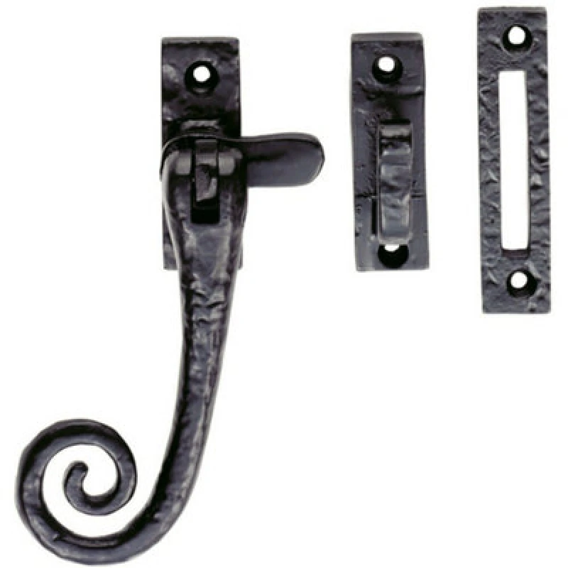 Image of Loops Curly tail Casement Window Fastener 124 x 80mm Black Antique Window Fitting Black unisex