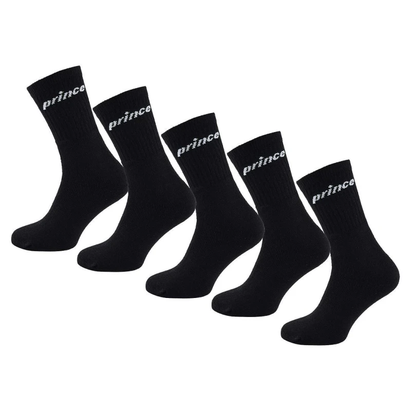 Image of Prince Prince Men Tennis 5-Pack Black Socks Size: 6-8 Black 6-8 Male 5056395811610