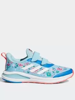Image of adidas X Disney Snow White Fortarun Shoes, Blue/White/Red, Size 3 Older, Women