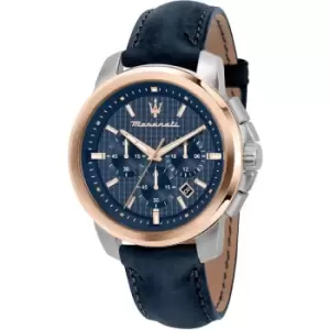 Image of Gents Maserati Successo Ext 44mm Chr Ss Blue Dia Blu St Watch