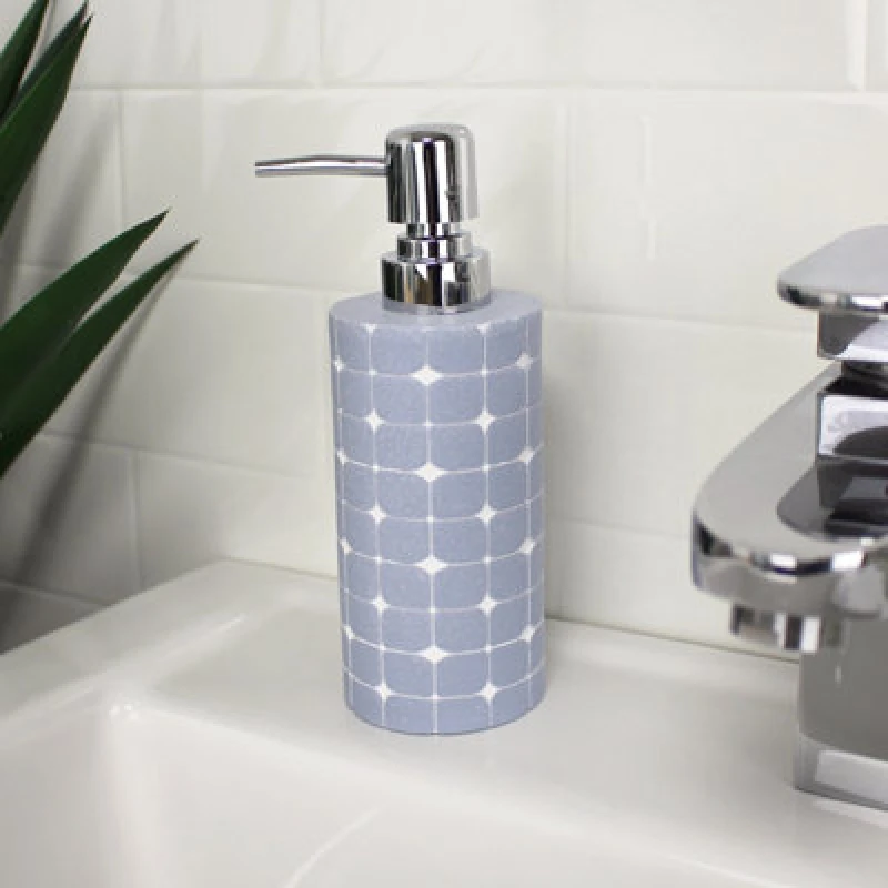 Image of Showerdrape Mosaica Pastel Bathroom Sink Liquid Soap Dispenser Light Blue