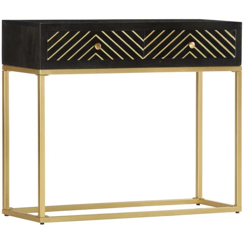 Image of VIDAXL Vidaxl - Console Table Black and Gold 90x30x75cm Solid Mango Wood 8719883810430