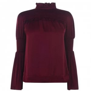 Image of Biba Shirred Sateen Blouse - Purple