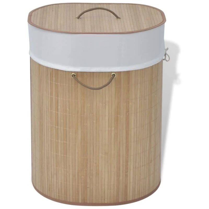 Image of VIDAXL Bamboo Laundry Bin Oval Natural vidaXL 242727