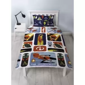 Image of Incredibles 2 Childrens/Kids Retro Reversible Single Rotary Duvet Set (One Size) (Multicoloured)