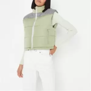 Image of Missguided Gingham Contrast Jean Grazer Gilet - Green