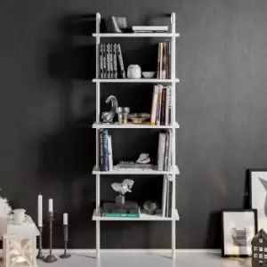 Image of Decorotika Paula 5-Tier Modern Decorative Bookshelf, Multifunctional Shelving Unit For Living Room, Bedroom, Kitchen - White - White